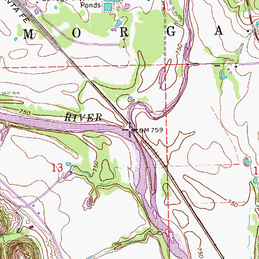 Topographic Map of Rock Creek, OK