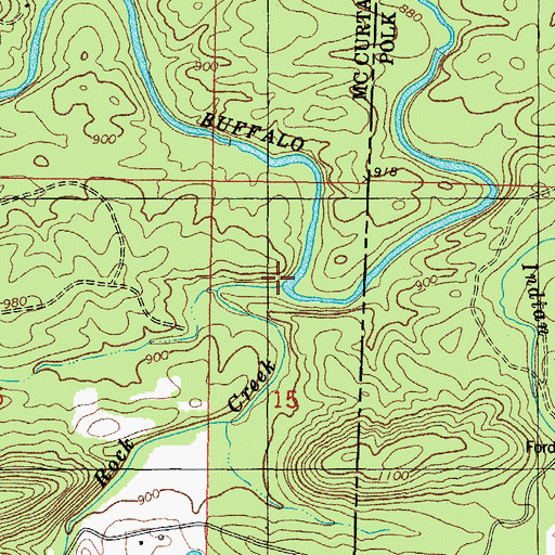 Topographic Map of Rock Creek, OK