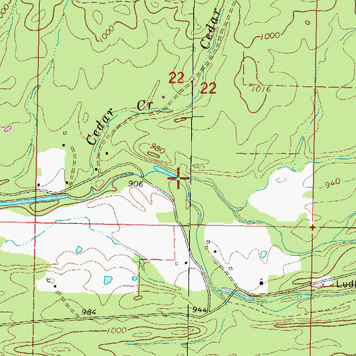 Topographic Map of Rock Creek, OK
