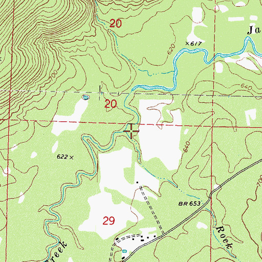 Topographic Map of Rock Creek, OK