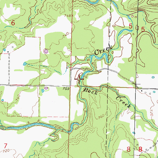 Topographic Map of Rock Creek, OK