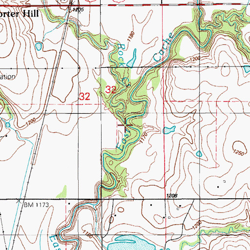 Topographic Map of Rock Creek, OK