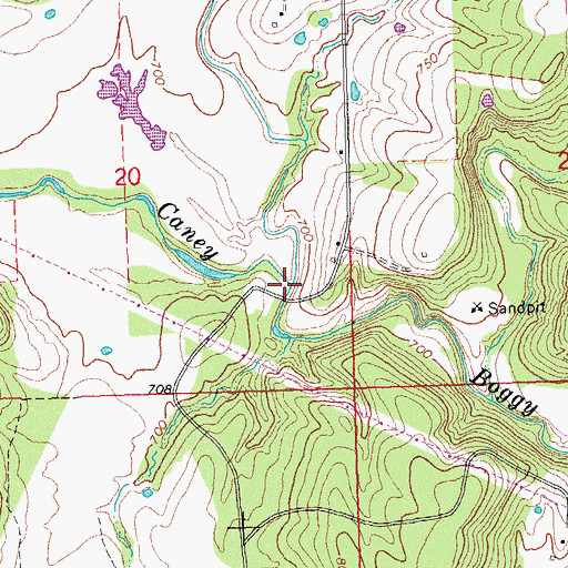 Topographic Map of Rock Creek, OK