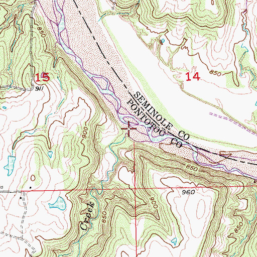 Topographic Map of Rock Creek, OK