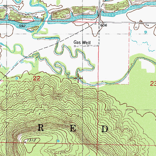 Topographic Map of Rock Creek, OK