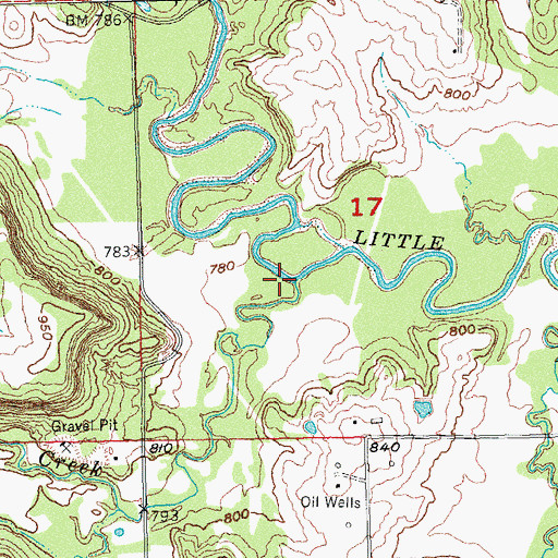 Topographic Map of Rock Creek, OK