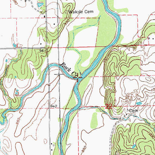 Topographic Map of Rock Creek, OK