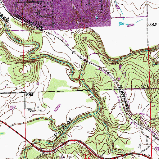 Topographic Map of Rock Creek, OK