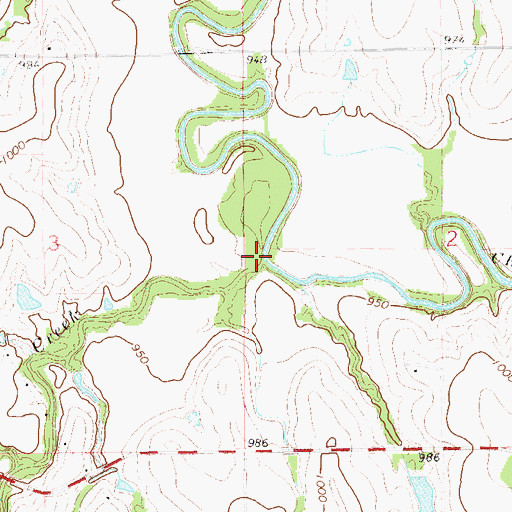 Topographic Map of Rock Creek, OK