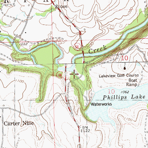 Topographic Map of Rock Creek, OK