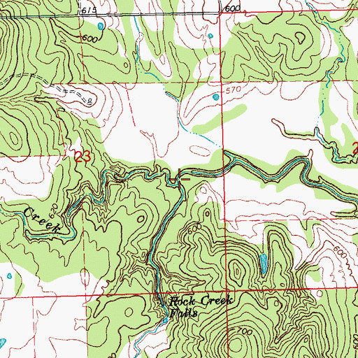 Topographic Map of Rock Creek, OK
