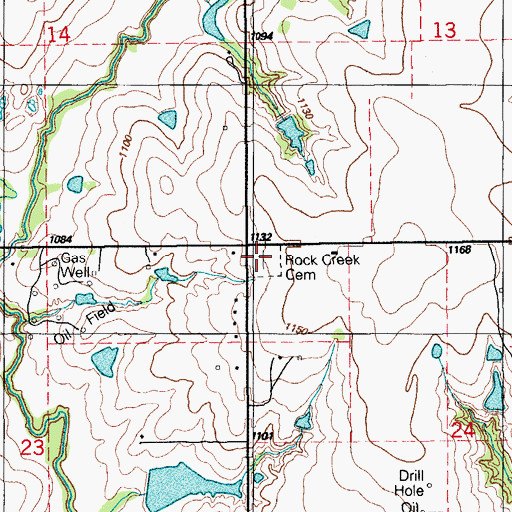 Topographic Map of Rock Creek Cemetery, OK