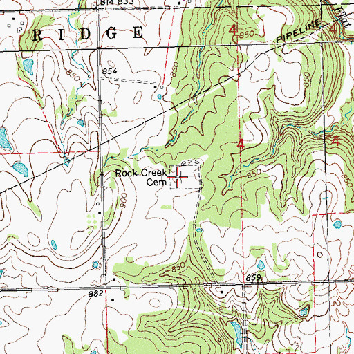 Topographic Map of Rock Creek Cemetery, OK