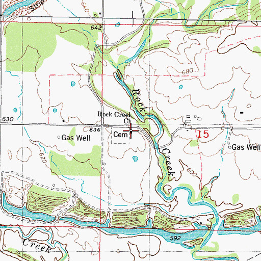 Topographic Map of Rock Creek Church, OK