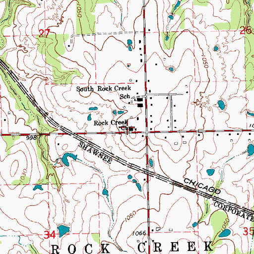 Topographic Map of Rock Creek Church, OK