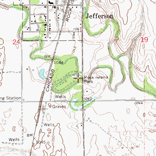 Topographic Map of Rock Island Park, OK