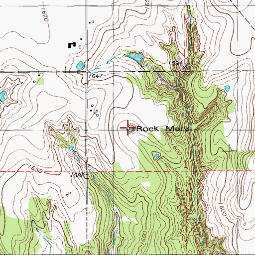 Topographic Map of Rock Mary, OK