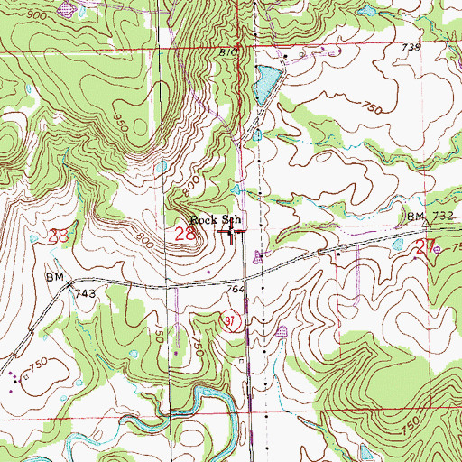 Topographic Map of Rock School, OK