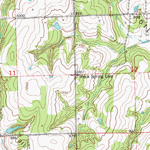 Topographic Map of Rock Spring Cemetery, OK