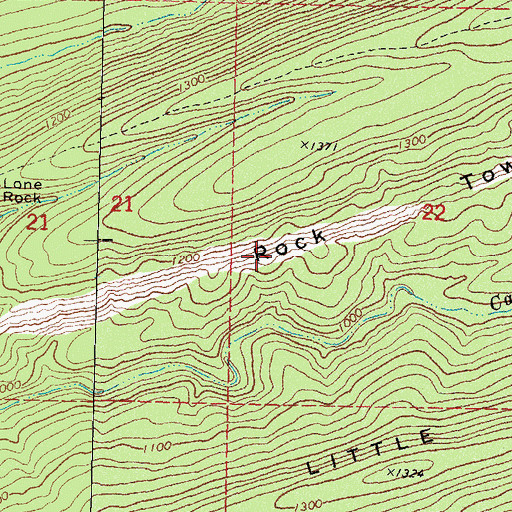 Topographic Map of Rock Town, OK
