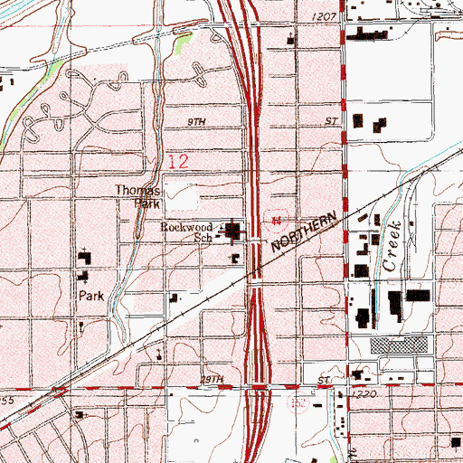 Topographic Map of Rockwood Elementary School, OK