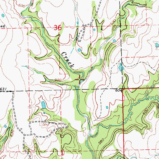 Topographic Map of Rocky Branch, OK