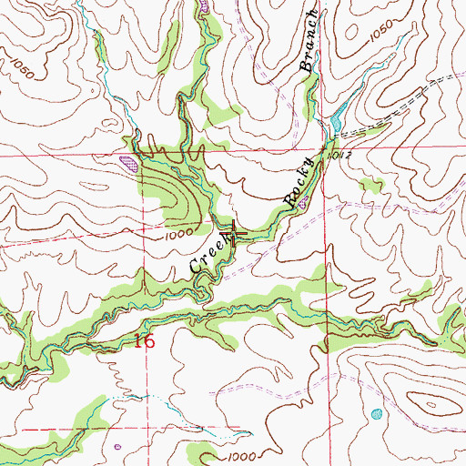 Topographic Map of Rocky Branch, OK