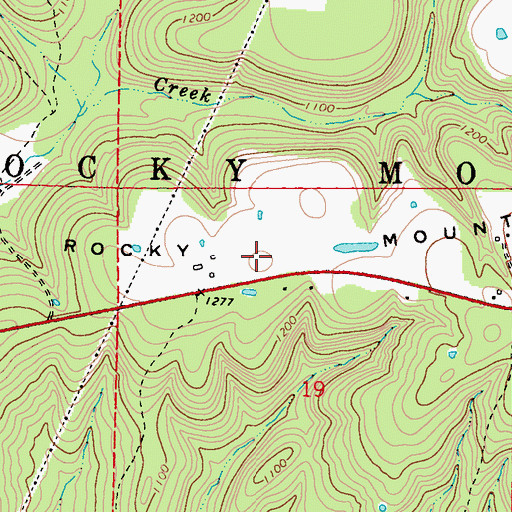 Topographic Map of Rocky Mountain, OK