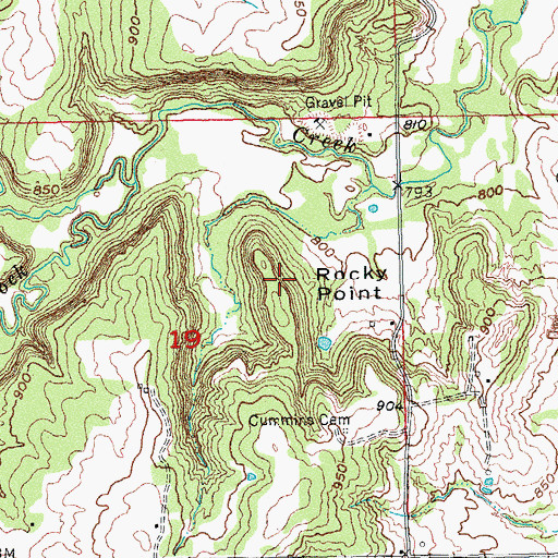 Topographic Map of Rocky Point, OK