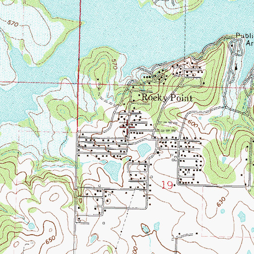 Topographic Map of Rocky Point, OK