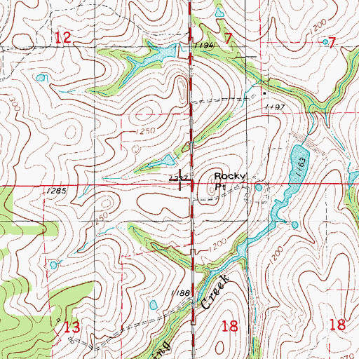 Topographic Map of Rocky Point School, OK