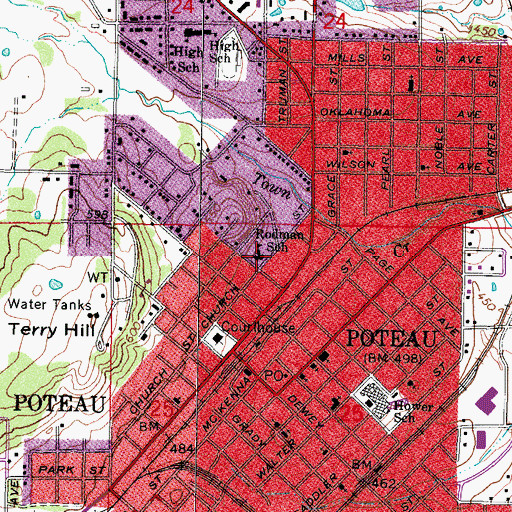 Topographic Map of Rodman School, OK