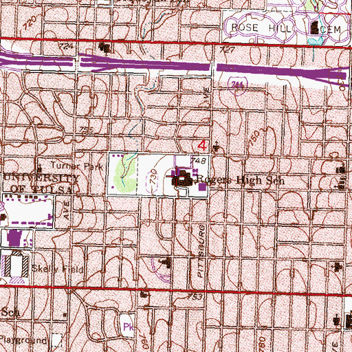 Topographic Map of Will Rogers High School, OK