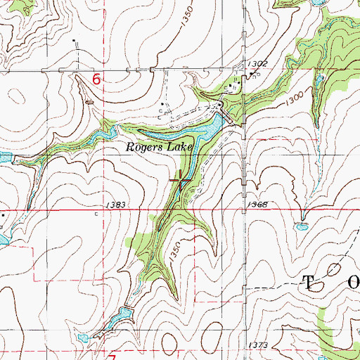Topographic Map of Rogers Lake, OK