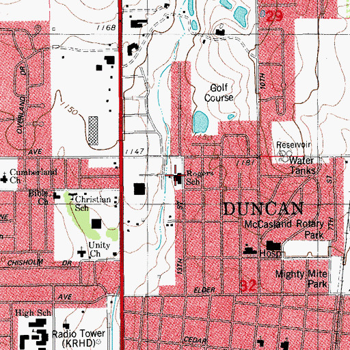 Topographic Map of Will Rogers Pre - K Center, OK