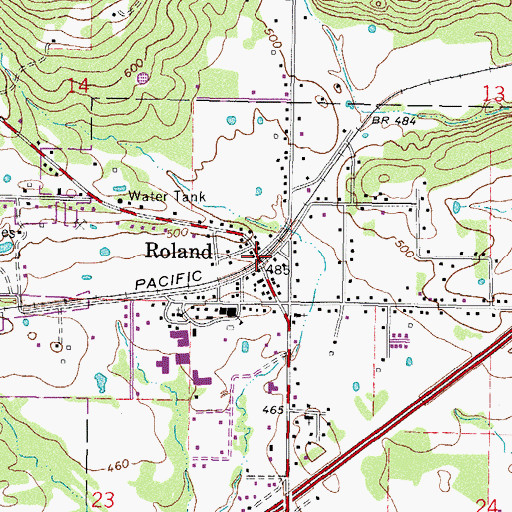 Topographic Map of Roland, OK