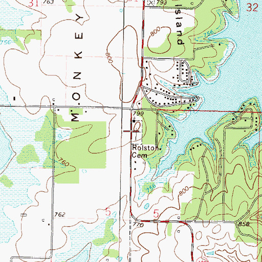 Topographic Map of Rolston Cemetery, OK