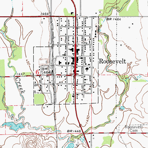 Topographic Map of Roosevelt, OK