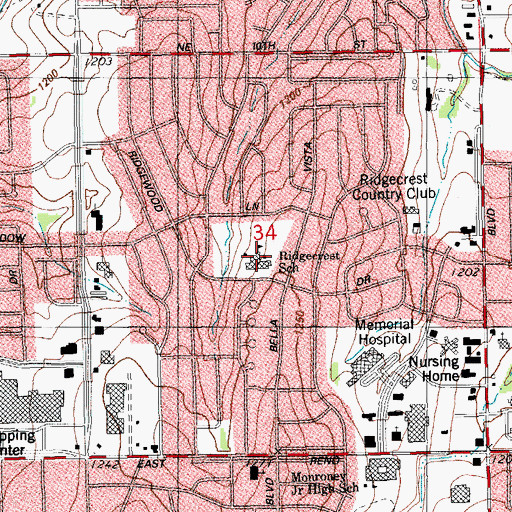 Topographic Map of Roosevelt School, OK