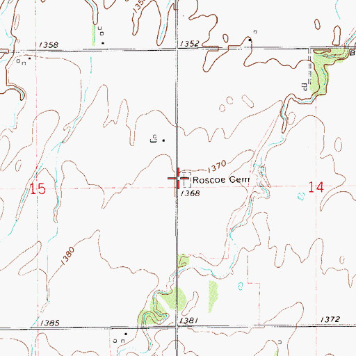 Topographic Map of Roscoe Cemetery, OK
