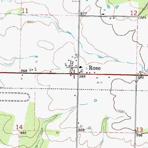 Topographic Map of Rose, OK
