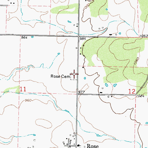 Topographic Map of Rose Cemetery, OK