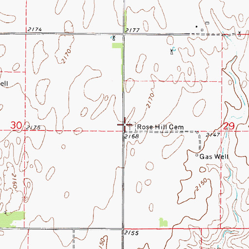 Topographic Map of Rose Hill Cemetery, OK