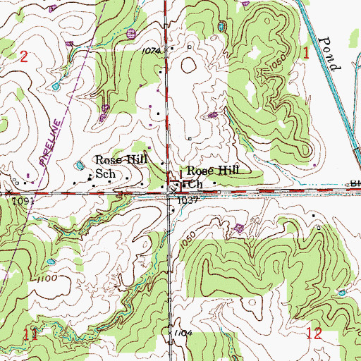 Topographic Map of Rose Hill Church, OK