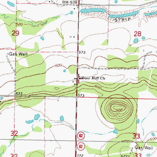 Topographic Map of Rose Hill Church, OK