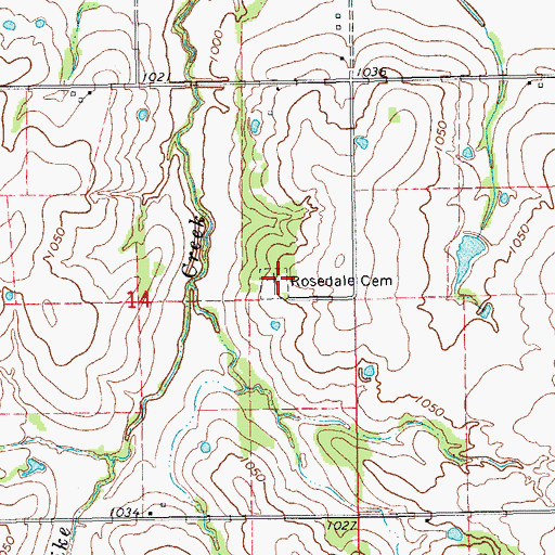 Topographic Map of Rosedale Cemetery, OK