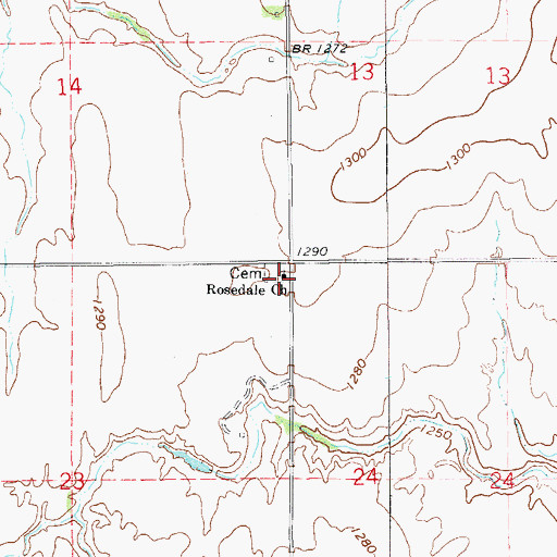 Topographic Map of Rosedale Church, OK
