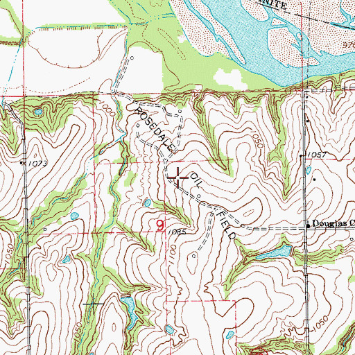 Topographic Map of Rosedale Oil Field, OK