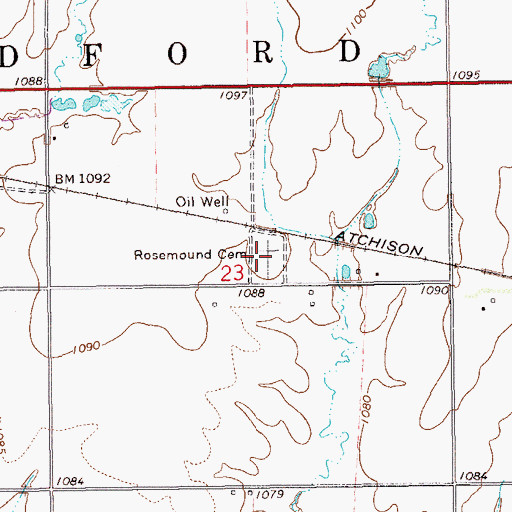 Topographic Map of Rosemound Cemetery, OK