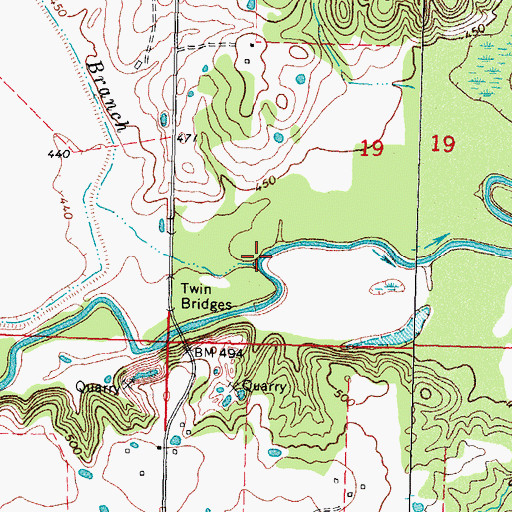 Topographic Map of Ross Branch, OK